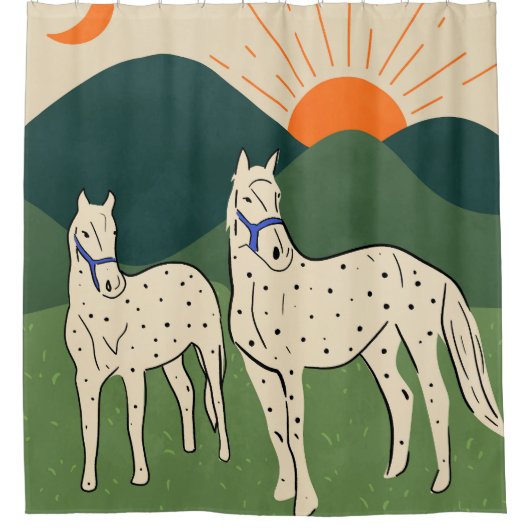 Paarden van de Highland Douchegordijn (Voorkant)