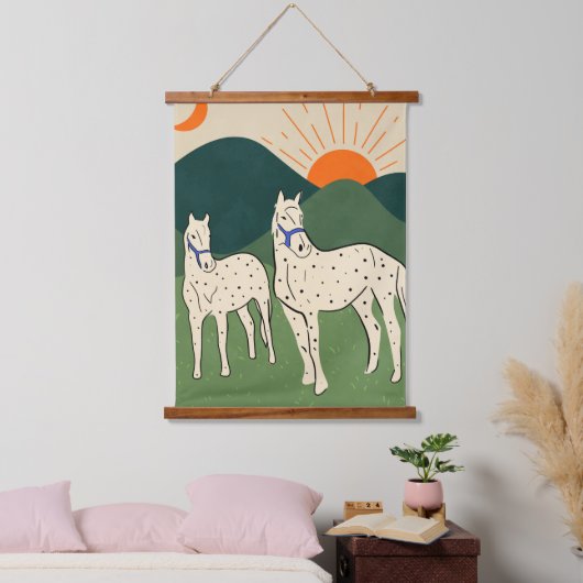 Paarden van de Highland Hangend Wandkleed (Slaapkamer)