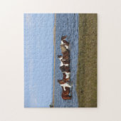 Paarden van het eiland Assateague die in de kust v Legpuzzel (Verticaal)