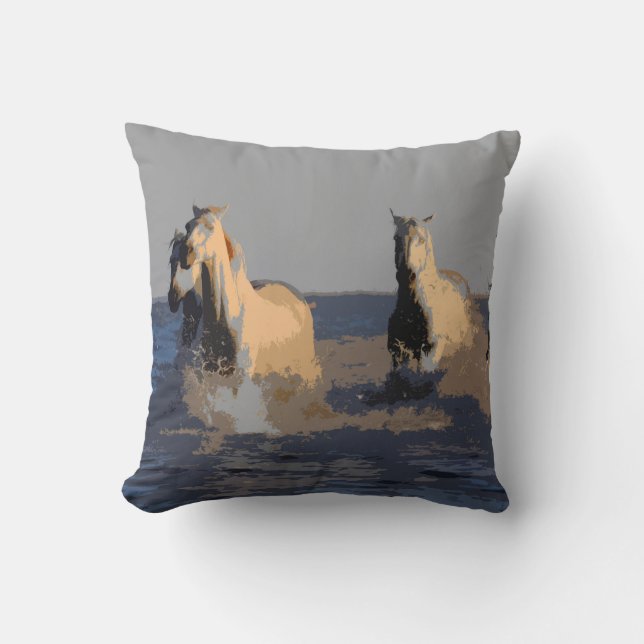 Paarden van het Zee - wilde paarden Kussen (Voorkant)