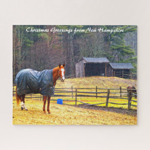 Paarden van New Hampshire. Kerstgroeten Legpuzzel