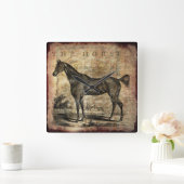 Paarden van paard Thoroughbred en van Arabieren Vierkante Klok (Huis)