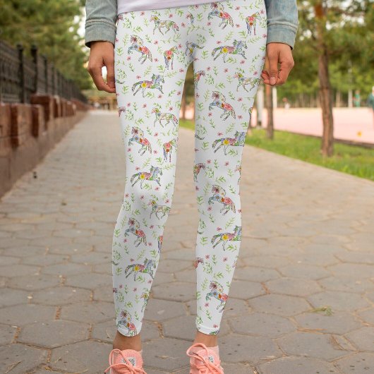 Paarden van paardenbloem van wilde flora en Waterv Leggings