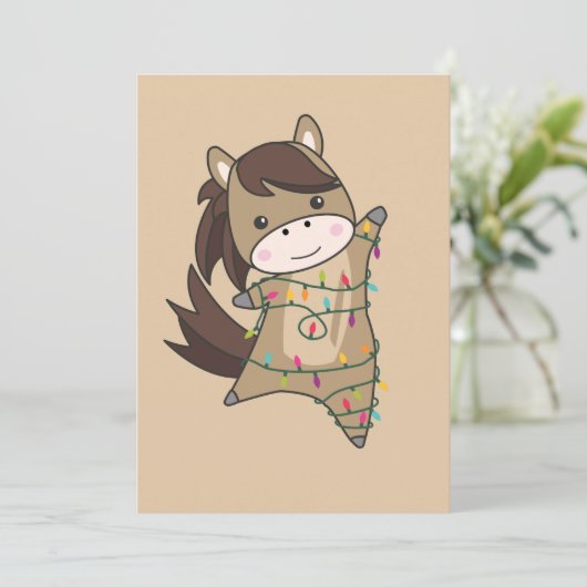 Paarden van paardenkerstwinterwinterwinterpaarden  feestdagenkaart (Staand voorkant)