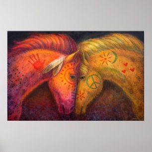 Paarden van paardenoorlog voor vredespaarden Weste Poster