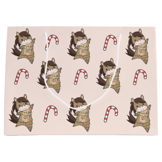 Paarden van paardenwinterwinterpaarden met paarden groot cadeauzakje (Voorkant)