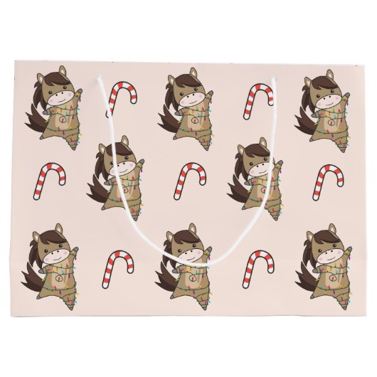 Paarden van paardenwinterwinterpaarden met paarden groot cadeauzakje (Achterkant)