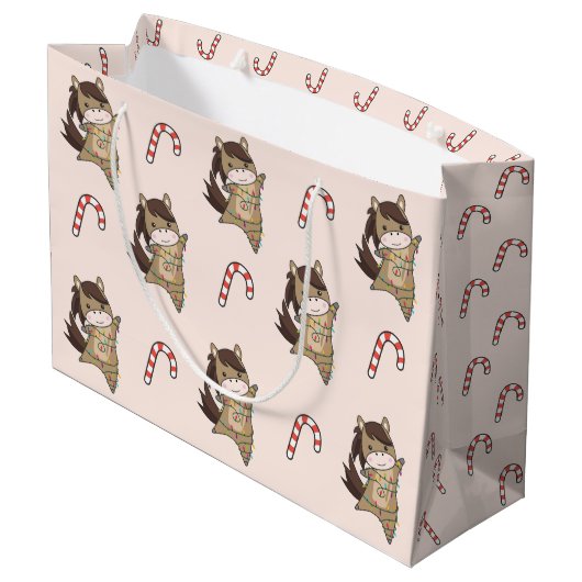 Paarden van paardenwinterwinterpaarden met paarden groot cadeauzakje (Achterkant Gekanteld)