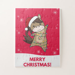 Paarden van paardenwinterwinterpaarden met paarden legpuzzel