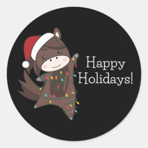 Paarden van paardenwinterwinterpaarden met paarden ronde sticker