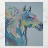 Paarden van vele kleuren wijn etiket (Enkel label)