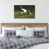 Paarden van verf die in het veld Bloemen lopen Canvas Afdruk (Insitu (Slaapkamer))
