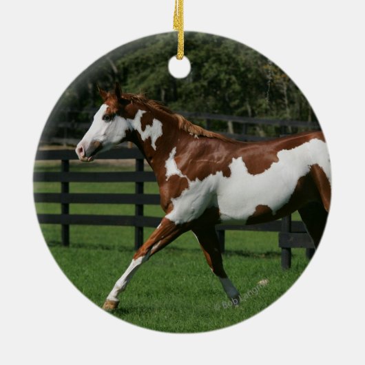 Paarden van verf die lopen 1 keramisch ornament (Achterkant)