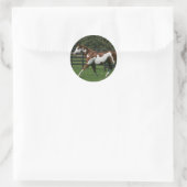 Paarden van verf die lopen 1 ronde sticker (Tas)