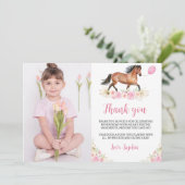 Paarden Verjaardag Foto Bedankt Kaart (Staand voorkant)
