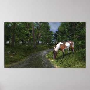 Paarden verven door het Poster Forest Stream