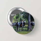 Paarden verven in de bomen ronde button 5,7 cm (Voorkant /achterkant)