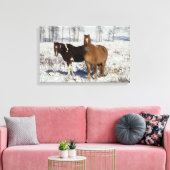 Paarden verven in sneeuw canvas afdruk (Insitu (Woonkamer))