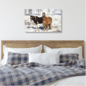 Paarden verven in sneeuw canvas afdruk (Insitu (Slaapkamer))