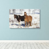Paarden verven in sneeuw canvas afdruk (Insitu (Houten vloer))