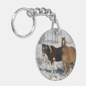 Paarden verven in sneeuw sleutelhanger (Voorkant Links)