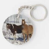 Paarden verven in sneeuw sleutelhanger (Achterkant)