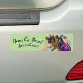 Paarden verven met bloemen, paardenaanhangwagen bumpersticker (Op auto)