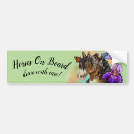 Paarden verven met bloemen, paardenaanhangwagen bumpersticker