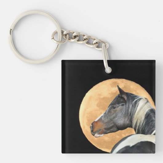 Paarden verven met volle maan Sleutelhanger (Voorkant)