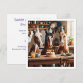 Paarden vieren verjaardag eten taart, paard kaart (Voorkant / Achterkant)