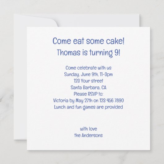 Paarden vieren verjaardag w/taart en petten kaart (Achterkant)