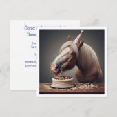 Paarden vieren verjaardag w/taart en petten kaart (Voorkant / Achterkant)