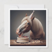 Paarden vieren verjaardag w/taart en petten kaart (Voorkant)