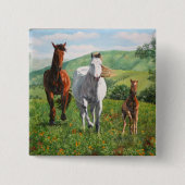 paarden vierkante button 5,1 cm (Voorkant)