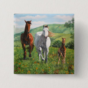 paarden vierkante button 5,1 cm