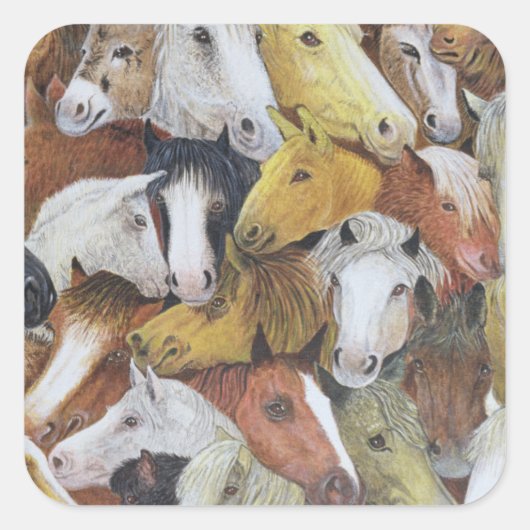 Paarden Vierkante Sticker (Voorkant)