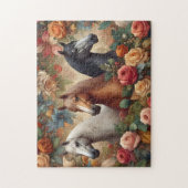 Paarden Vintage Rozen Legpuzzel (Verticaal)