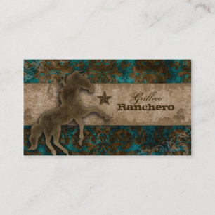 Paarden Visitekaartje Western Damask Blauwgroen