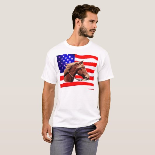 Paarden/vlag T-shirt (Voorkant volledig)