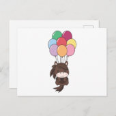 Paarden vliegen omhoog met kleurrijke ballonnen om briefkaart (Voorkant / Achterkant)