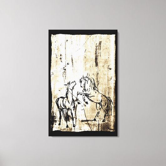 Paarden voor het fokken van paardenkunst canvas afdruk (Voorkant)