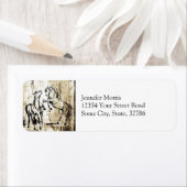 Paarden voor het fokken van paardenkunst etiket (Insitu)