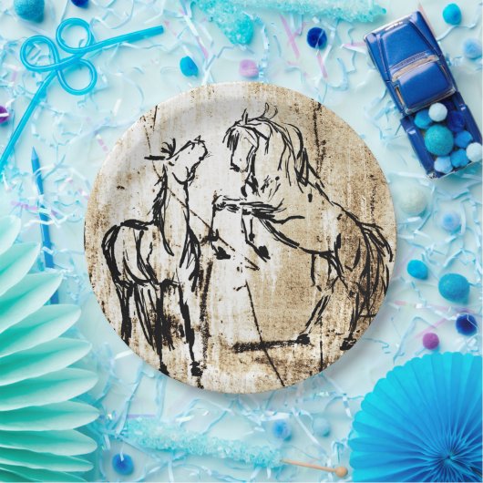 Paarden voor het fokken van paardenkunst papieren bordje (Feest)