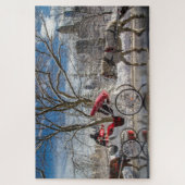 Paarden voor het vervoer in de sneeuw van het cent legpuzzel (Verticaal)