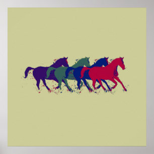 Paarden voor muren poster