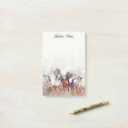 Paarden Waterverf paarden overlopen Post It Notes (Op bureau)