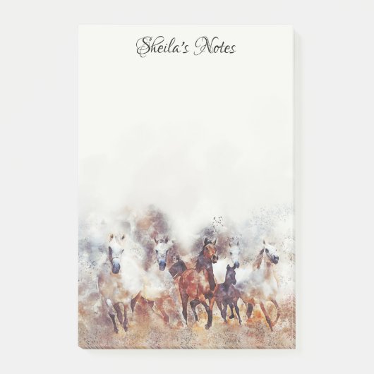 Paarden Waterverf paarden overlopen Post It Notes (Voorkant)
