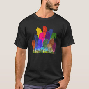 Paarden Waterverf Schilhouette Farmer Mothe T-shirt