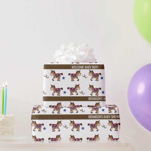 Paarden Western Baby shower nieuwe baby Cadeaupapier (Feestgeschenken)