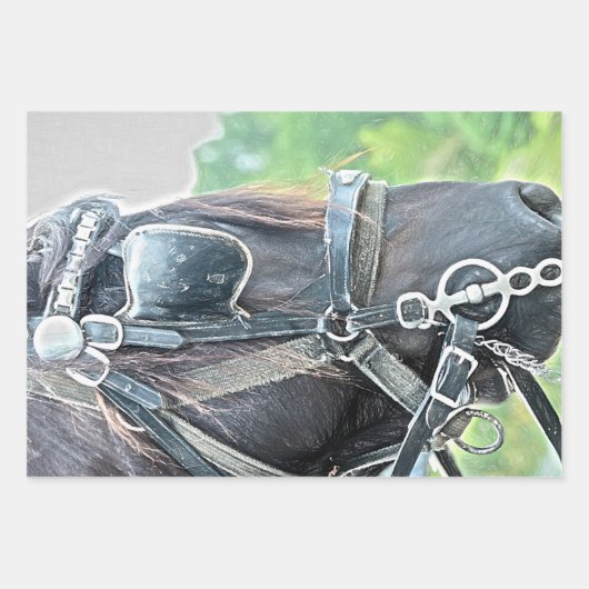 Paarden Western Rustic Brown Green Decoupage Inpakpapier Vel (Voorkant 2)